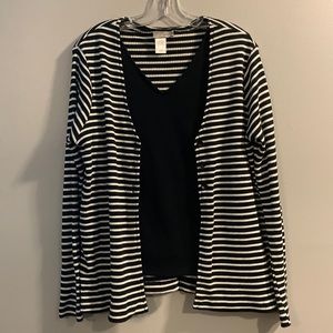 Coldwater Creek 2 piece Sweater and matching tank top. Size XL. Black and White